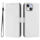For iPhone 15 Skin Feel Solid Color Leather Phone Case with Lanyard(White) - 2