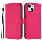 For iPhone 15 Skin Feel Solid Color Leather Phone Case with Lanyard(Rose Red) - 2
