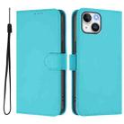 For iPhone 15 Skin Feel Solid Color Leather Phone Case with Lanyard(Lake Blue) - 2