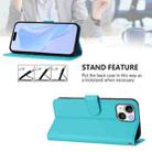 For iPhone 15 Skin Feel Solid Color Leather Phone Case with Lanyard(Lake Blue) - 3