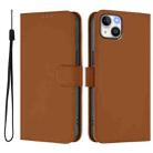 For iPhone 14 Plus Skin Feel Solid Color Leather Phone Case with Lanyard(Brown) - 2