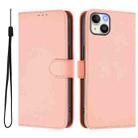 For iPhone 14 Plus Skin Feel Solid Color Leather Phone Case with Lanyard(Pink) - 2