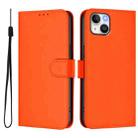 For iPhone 14 Plus Skin Feel Solid Color Leather Phone Case with Lanyard(Orange) - 2