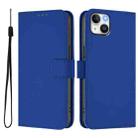 For iPhone 14 Plus Skin Feel Solid Color Leather Phone Case with Lanyard(Dark Blue) - 2