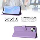 For iPhone 14 Plus Skin Feel Solid Color Leather Phone Case with Lanyard(Lavender Purple) - 3