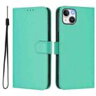 For iPhone 14 Plus Skin Feel Solid Color Leather Phone Case with Lanyard(Green) - 2