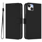 For iPhone 14 Plus Skin Feel Solid Color Leather Phone Case with Lanyard(Black) - 2