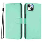 For iPhone 14 Plus Skin Feel Solid Color Leather Phone Case with Lanyard(Mint Green) - 2