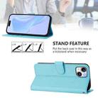 For iPhone 14 Plus Skin Feel Solid Color Leather Phone Case with Lanyard(Sky Blue) - 3