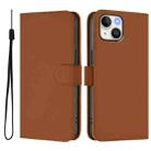 For iPhone 14 / 13 Skin Feel Solid Color Leather Phone Case with Lanyard(Brown) - 2