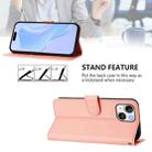 For iPhone 14 / 13 Skin Feel Solid Color Leather Phone Case with Lanyard(Pink) - 3
