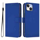 For iPhone 14 / 13 Skin Feel Solid Color Leather Phone Case with Lanyard(Dark Blue) - 2