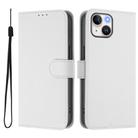 For iPhone 14 / 13 Skin Feel Solid Color Leather Phone Case with Lanyard(White) - 2