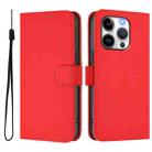 For iPhone 14 Pro Skin Feel Solid Color Leather Phone Case with Lanyard(Red) - 2