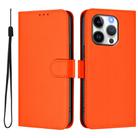 For iPhone 14 Pro Skin Feel Solid Color Leather Phone Case with Lanyard(Orange) - 2