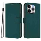 For iPhone 14 Pro Skin Feel Solid Color Leather Phone Case with Lanyard(Dark Green) - 2