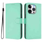 For iPhone 14 Pro Skin Feel Solid Color Leather Phone Case with Lanyard(Mint Green) - 2
