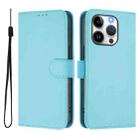 For iPhone 14 Pro Skin Feel Solid Color Leather Phone Case with Lanyard(Sky Blue) - 2