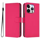 For iPhone 14 Pro Skin Feel Solid Color Leather Phone Case with Lanyard(Rose Red) - 2