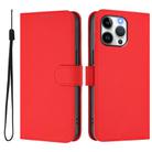 For iPhone 14 Pro Max Skin Feel Solid Color Leather Phone Case with Lanyard(Red) - 2