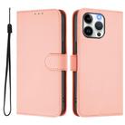For iPhone 14 Pro Max Skin Feel Solid Color Leather Phone Case with Lanyard(Pink) - 2