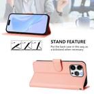 For iPhone 14 Pro Max Skin Feel Solid Color Leather Phone Case with Lanyard(Pink) - 3