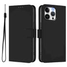 For iPhone 14 Pro Max Skin Feel Solid Color Leather Phone Case with Lanyard(Black) - 2