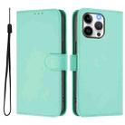 For iPhone 14 Pro Max Skin Feel Solid Color Leather Phone Case with Lanyard(Mint Green) - 2