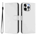 For iPhone 14 Pro Max Skin Feel Solid Color Leather Phone Case with Lanyard(White) - 2