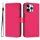 For iPhone 14 Pro Max Skin Feel Solid Color Leather Phone Case with Lanyard(Rose Red) - 2