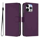 For iPhone 14 Pro Max Skin Feel Solid Color Leather Phone Case with Lanyard(Violet) - 2