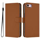For iPhone SE 2022 / 2020 Skin Feel Solid Color Leather Phone Case with Lanyard(Brown) - 2