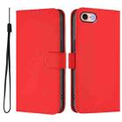 For iPhone SE 2022 / 2020 Skin Feel Solid Color Leather Phone Case with Lanyard(Red) - 2