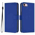 For iPhone SE 2022 / 2020 Skin Feel Solid Color Leather Phone Case with Lanyard(Dark Blue) - 2