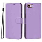 For iPhone SE 2022 / 2020 Skin Feel Solid Color Leather Phone Case with Lanyard(Lavender Purple) - 2