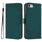 For iPhone SE 2022 / 2020 Skin Feel Solid Color Leather Phone Case with Lanyard(Dark Green) - 2
