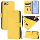 For iPhone SE 2022 / 2020 Skin Feel Solid Color Leather Phone Case with Lanyard(Lemon Yellow) - 1