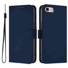 For iPhone SE 2022 / 2020 Skin Feel Solid Color Leather Phone Case with Lanyard(Navy Blue) - 2