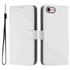 For iPhone SE 2022 / 2020 Skin Feel Solid Color Leather Phone Case with Lanyard(White) - 2