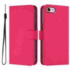 For iPhone SE 2022 / 2020 Skin Feel Solid Color Leather Phone Case with Lanyard(Rose Red) - 2