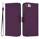 For iPhone SE 2022 / 2020 Skin Feel Solid Color Leather Phone Case with Lanyard(Violet) - 2