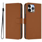 For iPhone 13 Pro Max Skin Feel Solid Color Leather Phone Case with Lanyard(Brown) - 2