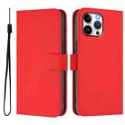 For iPhone 13 Pro Max Skin Feel Solid Color Leather Phone Case with Lanyard(Red) - 2