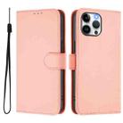 For iPhone 13 Pro Max Skin Feel Solid Color Leather Phone Case with Lanyard(Pink) - 2
