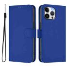 For iPhone 13 Pro Max Skin Feel Solid Color Leather Phone Case with Lanyard(Dark Blue) - 2