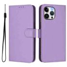 For iPhone 13 Pro Max Skin Feel Solid Color Leather Phone Case with Lanyard(Lavender Purple) - 2
