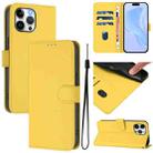 For iPhone 13 Pro Max Skin Feel Solid Color Leather Phone Case with Lanyard(Lemon Yellow) - 1