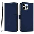 For iPhone 13 Pro Max Skin Feel Solid Color Leather Phone Case with Lanyard(Navy Blue) - 2