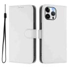For iPhone 13 Pro Max Skin Feel Solid Color Leather Phone Case with Lanyard(White) - 2