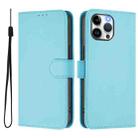 For iPhone 13 Pro Max Skin Feel Solid Color Leather Phone Case with Lanyard(Sky Blue) - 2
